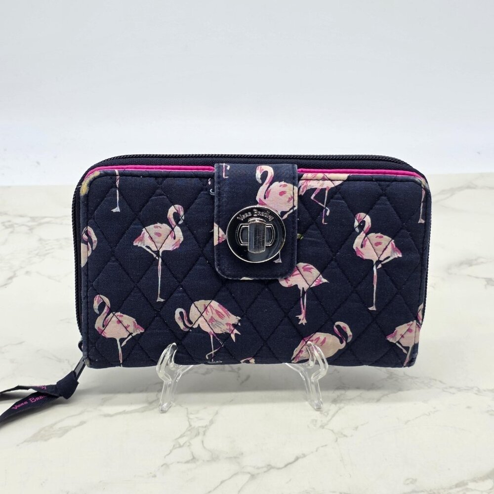 Vera Bradley Crossbody Bag Blue Flamingo Fiesta Quilted Purse and Wallet Hipster - Picture 8 of 16